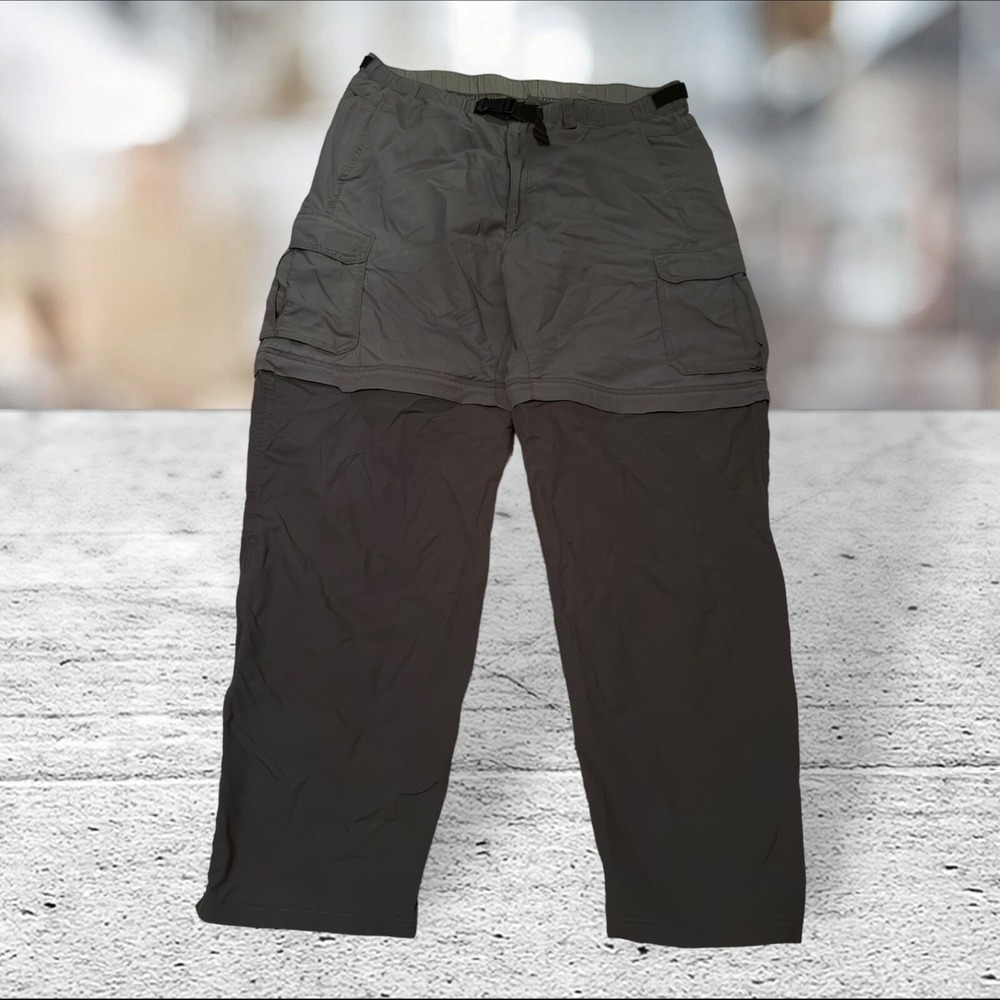 REI Pants Mens Large Gray‎ Lightweight Nylon Convertible Hiking Belted L X 32